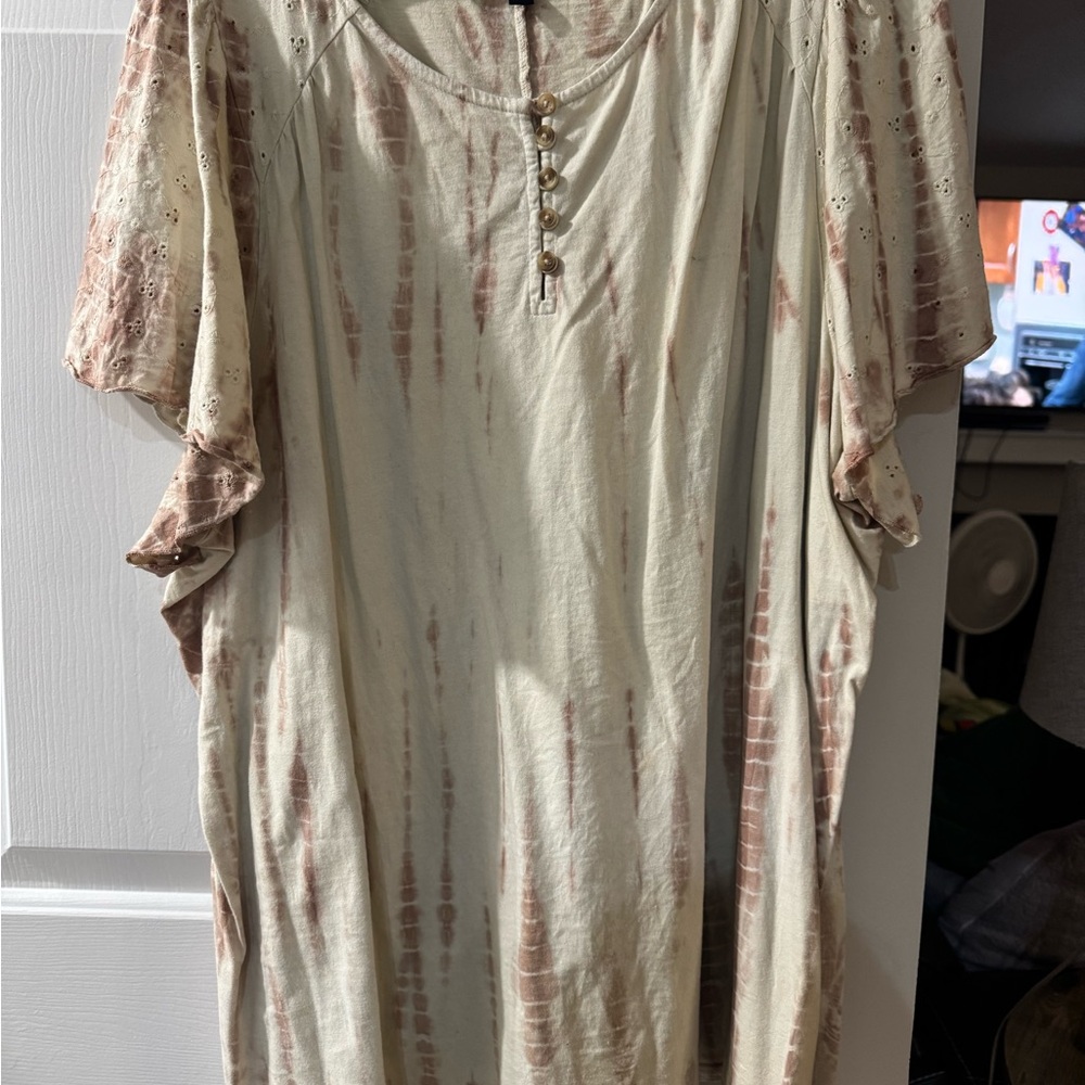 Lane Bryant Cream and Brown Top